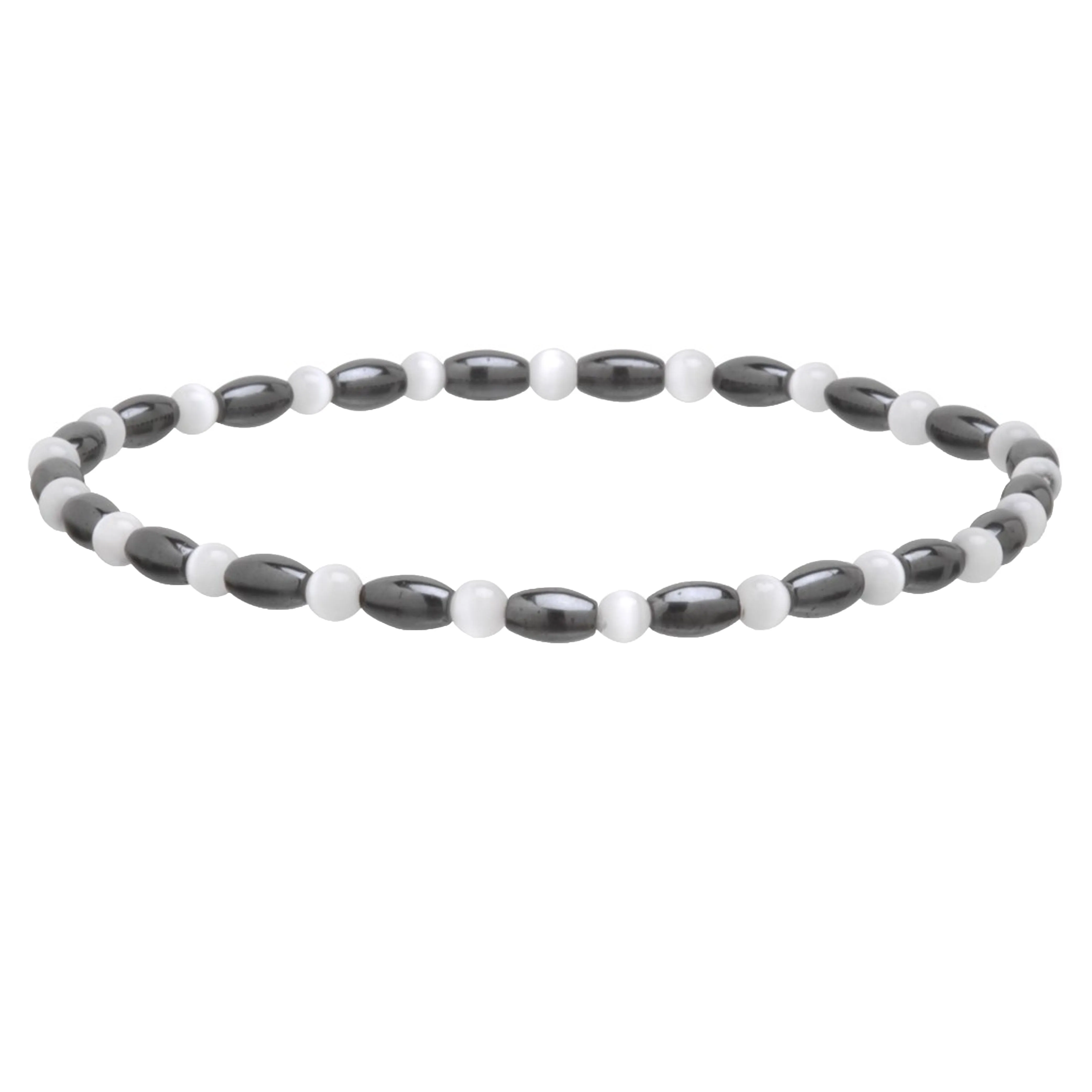 1 Ankle Bracelet Pearl Clear Quartz Crystal Beaded Magnetic Relief Weight Loss