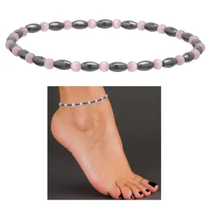 1 Magnetic Anklet Ankle Bracelet Rose Quartz Beads Crystal Relief Weight Loss