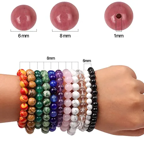 100pcs Original Natural Stone Beads - Yholin Gemstone Round Loose Beads with Free Crystal Stretch Cord for Jewelry Making (African Turquoise, 6mm)