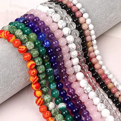 100pcs Original Natural Stone Beads - Yholin Gemstone Round Loose Beads with Free Crystal Stretch Cord for Jewelry Making (African Turquoise, 6mm)