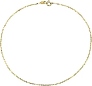 14K Gold Anklets for Women -14K 10 Inch Anklets Gold Flat Mariner Anklet, Cuban Chain, Figaro Chain, Paperclip Chain, Rope chain Dainty Anklet