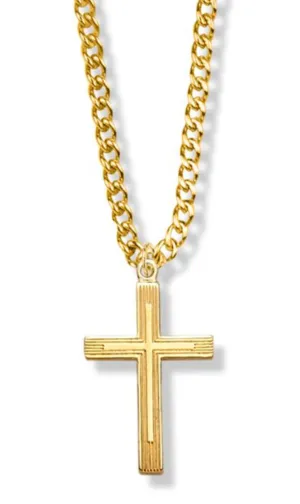 14K Gold Filled Outlined Inner Cross Necklace, 18" Chain