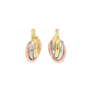 14k Italian Tricolor Gold Medium Hoop Earring