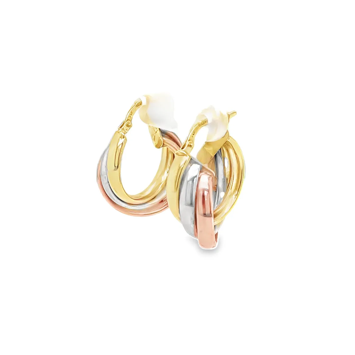 14k Italian Tricolor Gold Medium Hoop Earring