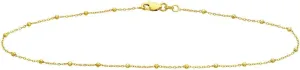 14K Solid Gold Ankle Bracelet - 14K Real Gold Ball Beaded Anklet For Women - Dainty Foot Chain Anklet