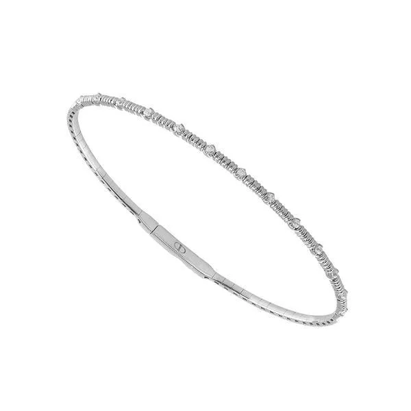 14K White Gold 0.20 Ct. Tw. Diamond Twisted Bangle Bracelet