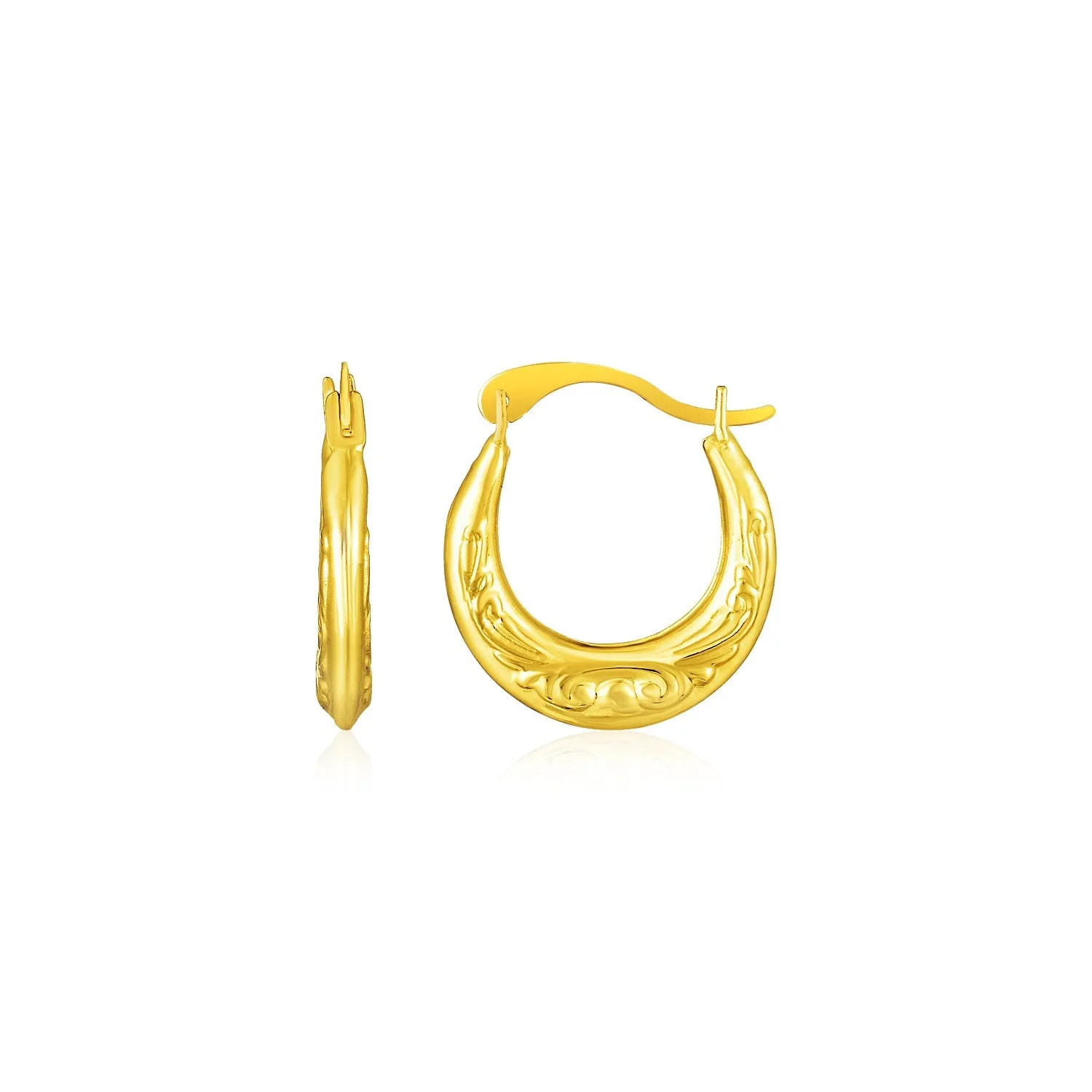 14k Yellow Gold Polished Petite Hoop Earrings-rx44566
