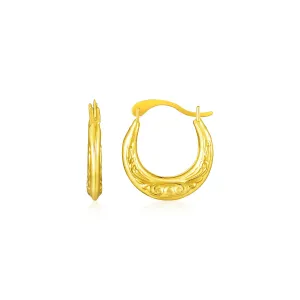 14k Yellow Gold Polished Petite Hoop Earrings-rx44566