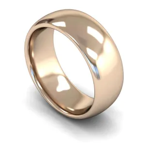 18ct Rose Gold Heavyweight Traditional Court/Flat Edge 8mm Wedding Ring