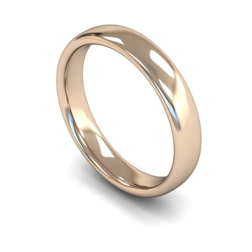 18ct Rose Gold Medium Weight Slight Court 4mm Wedding Ring