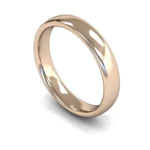 18ct Rose Gold Medium Weight Slight Court 4mm Wedding Ring