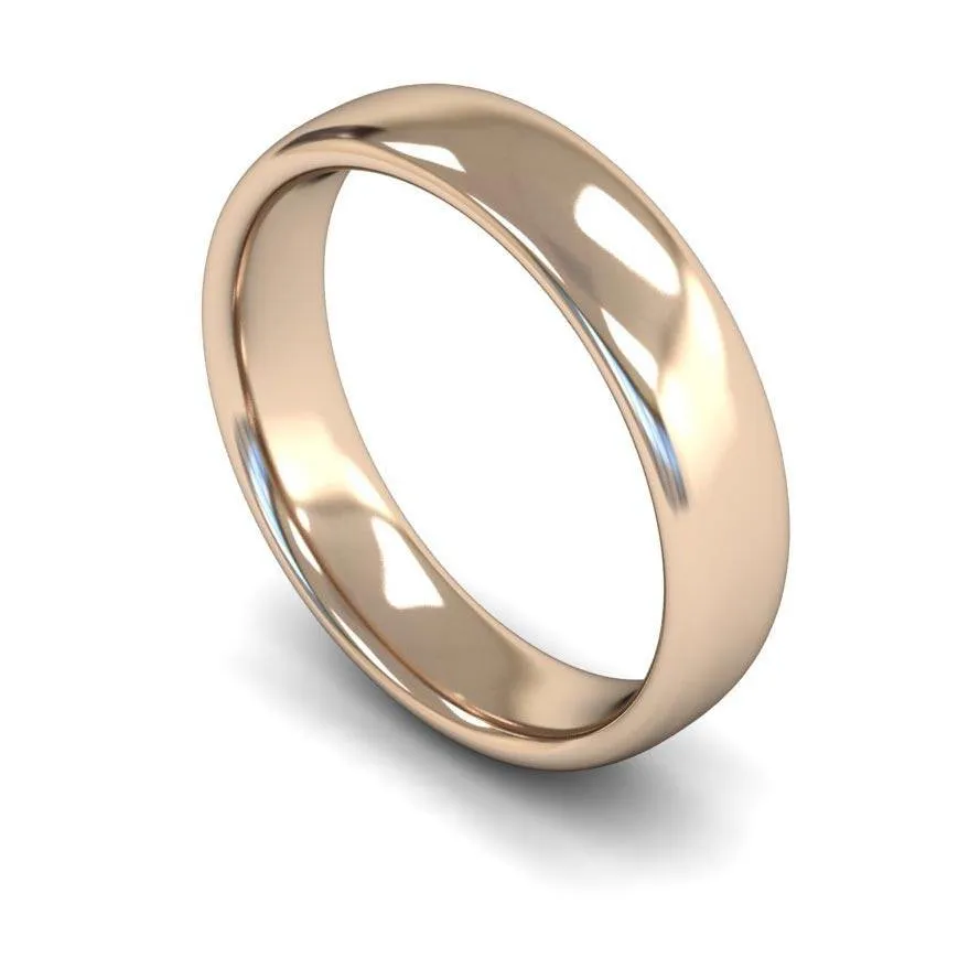 18ct Rose Gold Medium Weight Slight Court 5mm Wedding Ring
