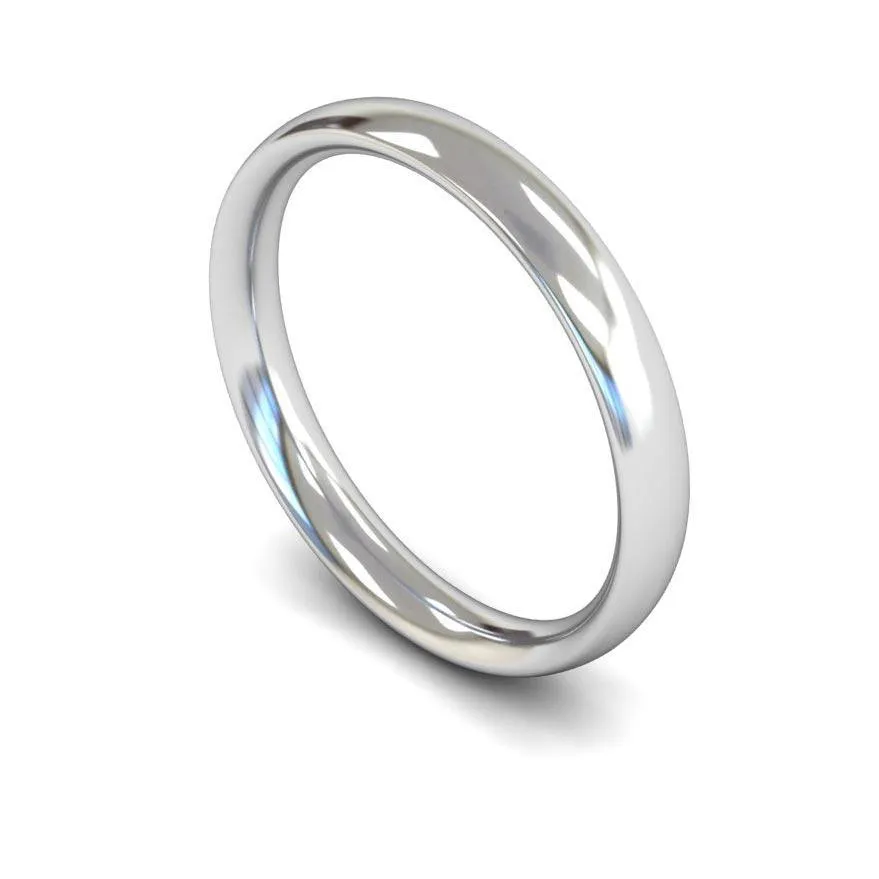 18ct White Gold Medium Weight Traditional Court 3mm Wedding Ring