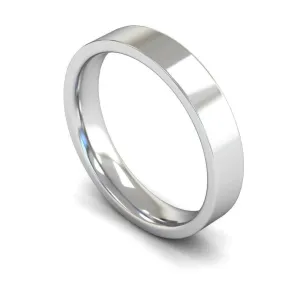 18ct White Gold Mediumweight Flat Court/Edge 4mm Wedding Ring