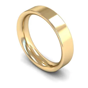 18ct Yellow Gold Heavy Weight Flat Court 5mm Wedding Ring