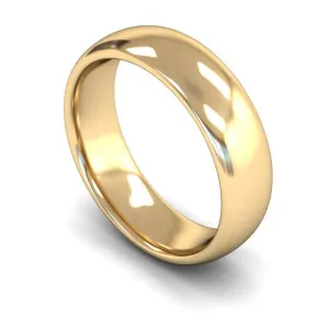 18ct Yellow Gold Heavyweight Traditional Court/Flat Edge 6mm Wedding Ring
