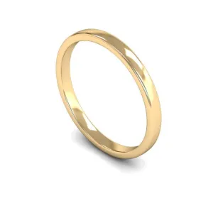18ct Yellow Gold Light Weight Edged Slight Court 2mm Wedding Ring