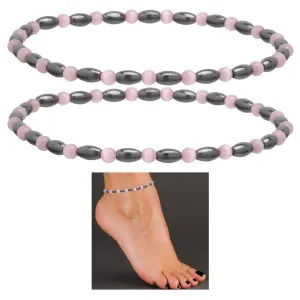 2 Rose Quartz Anklet Ankle Bracelet Pink Magnetic Bead Natural Therapy Healing