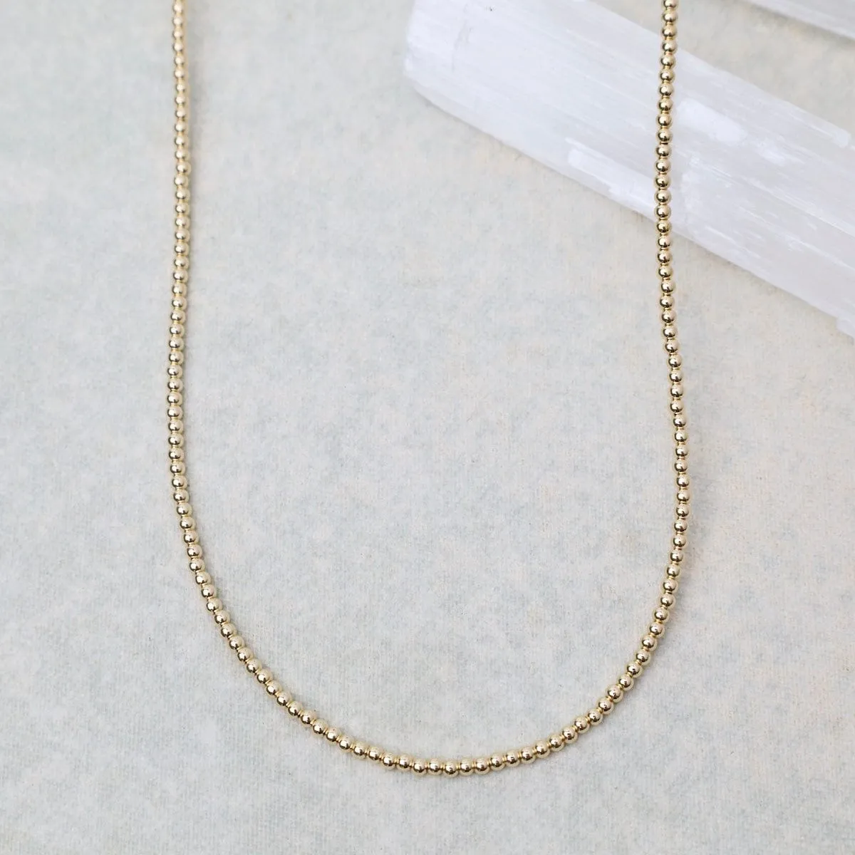 2mm Gold Filled Bead Choker Necklace