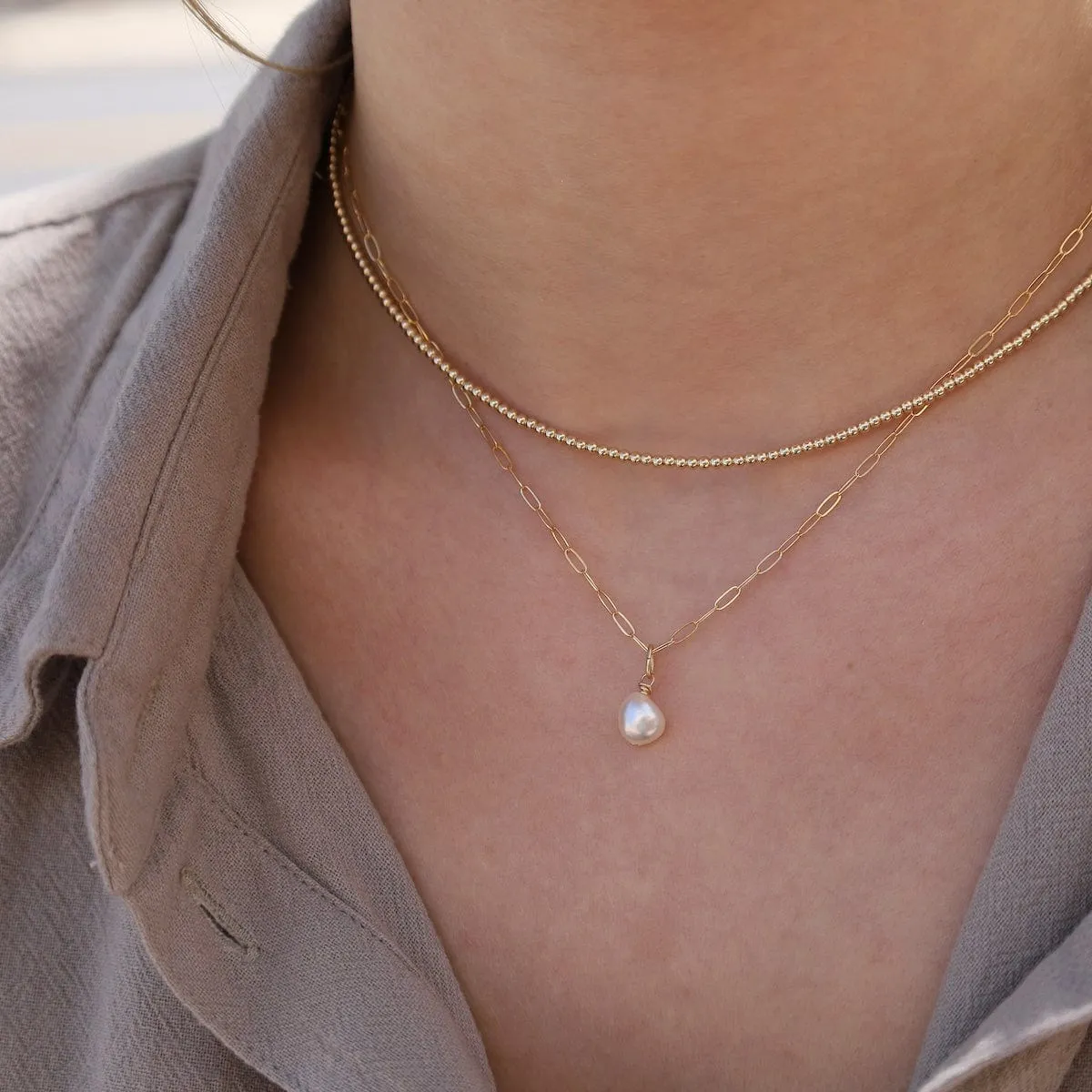 2mm Gold Filled Bead Choker Necklace
