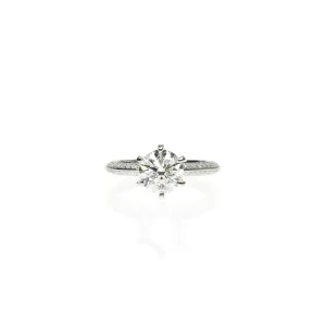6 Claw Engagement Ring with Pave Diamonds