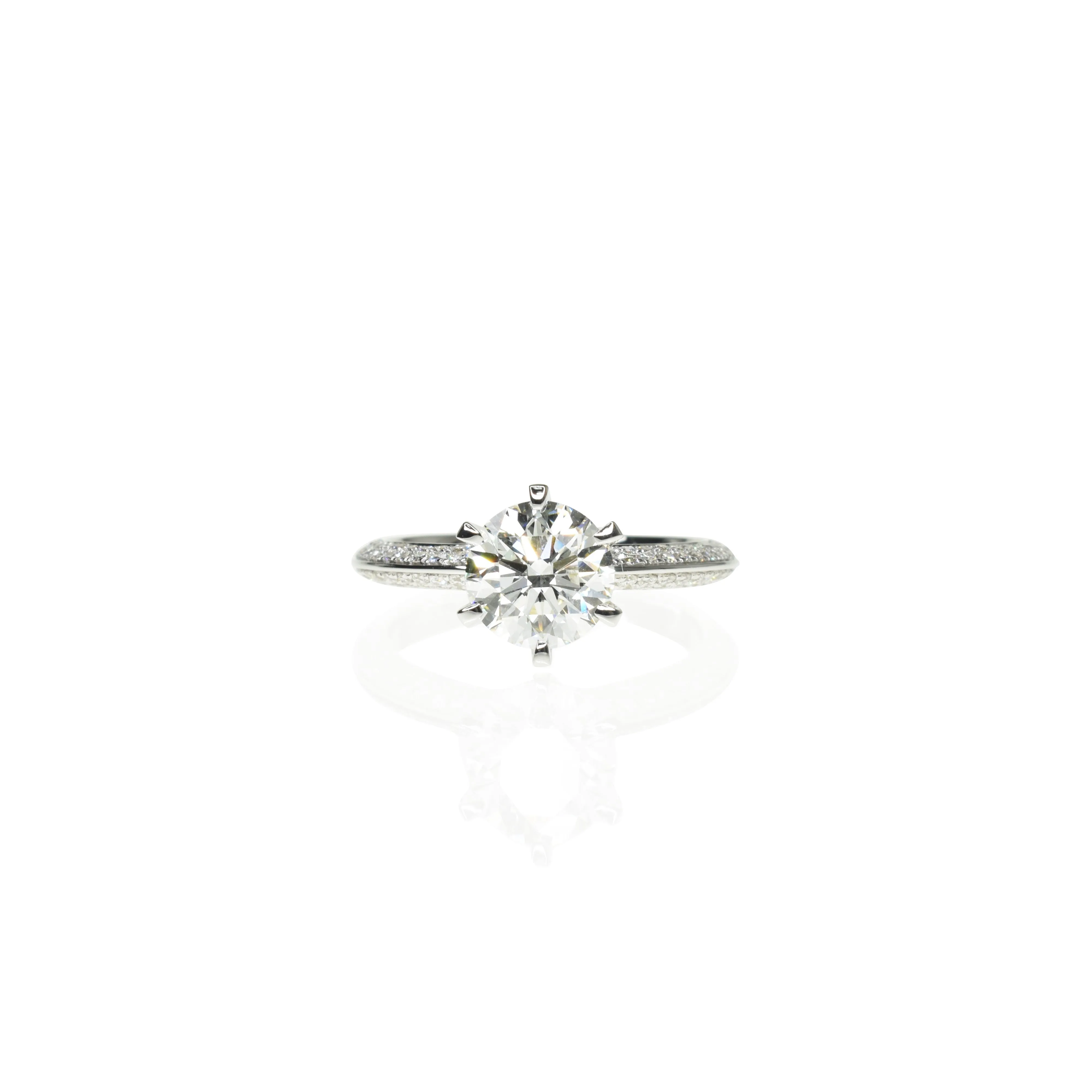 6 Claw Engagement Ring with Pave Diamonds