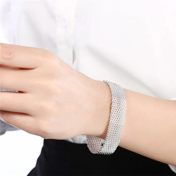 925 Silver Mesh Bracelet Chain for Women