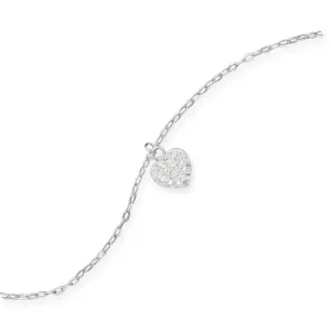 9"   1" Crystal Heart Charm Anklet