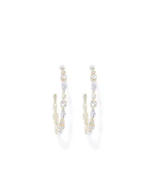 Bebe Glass Stone Oversized Hoop Earrings