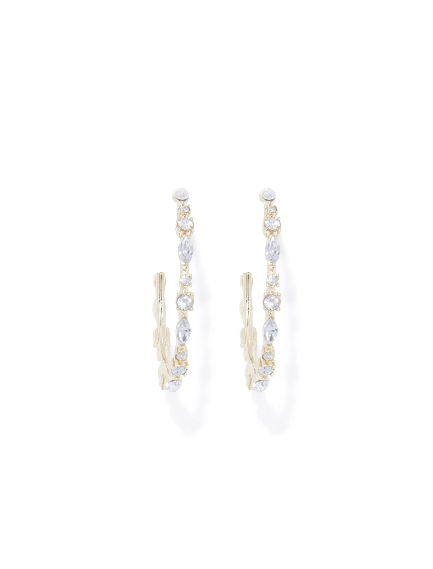 Bebe Glass Stone Oversized Hoop Earrings