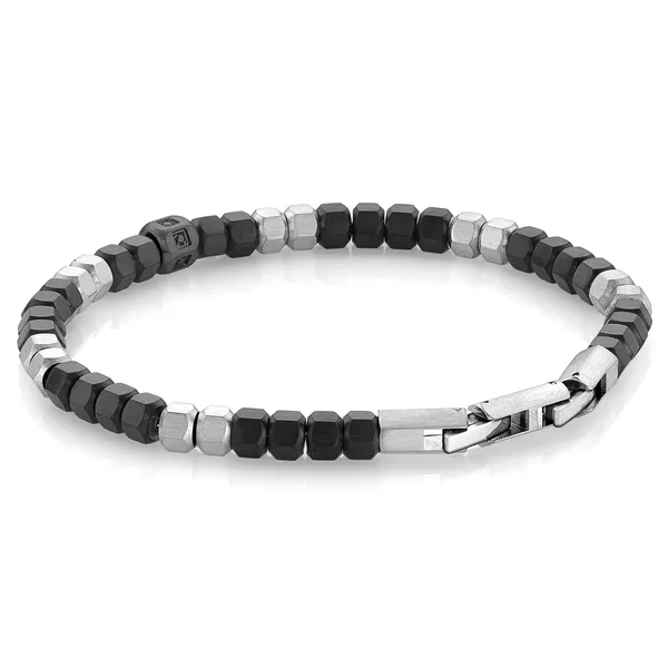 Black-Ip-Hexagon-Mixed-Beads-Bracelet | Italgem Steel