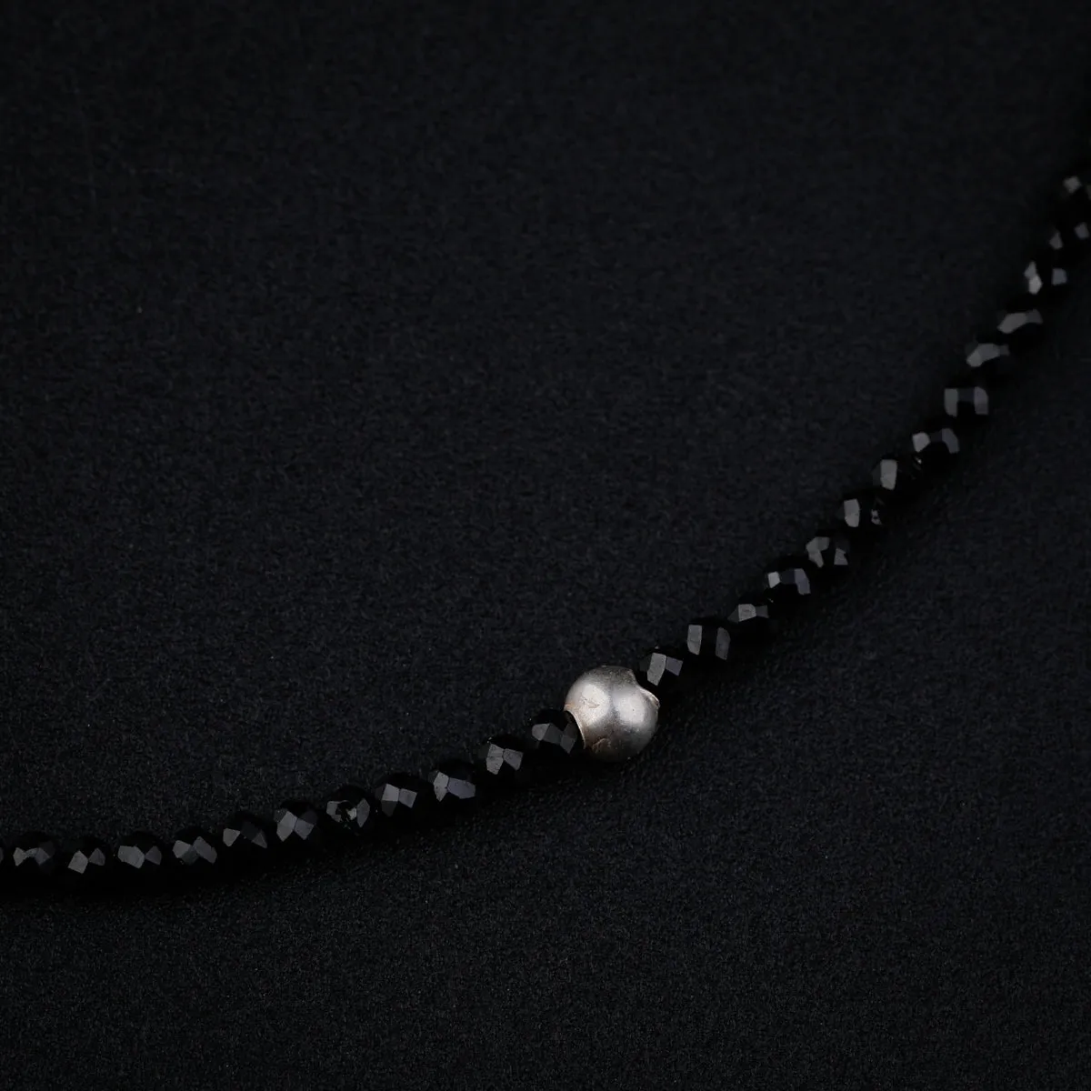 Black Spinel Anklet with Silver Beads