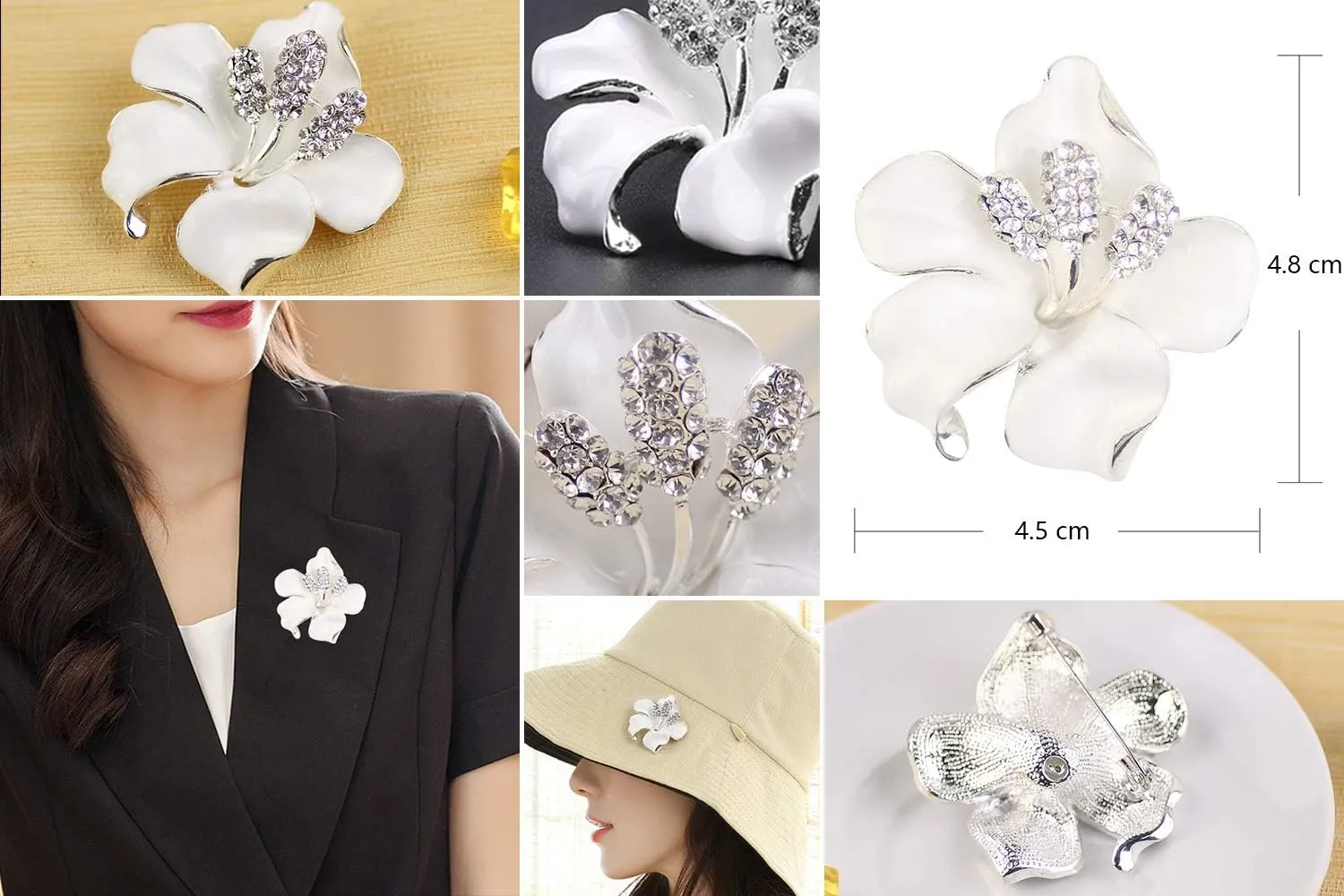 Brooch Pin for Women Flowers Brooch with Created Crystal | Elegant Brooches and Pins for women | Pearl Brooches for women with Flower Pins | Designer Brooch Collar Pins for women, Purple/White/Red, 29.8g