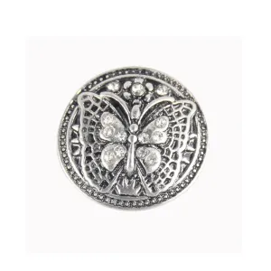 Butterfly Design Glass Chunk Charm Button Fits Chunk Bracelet
