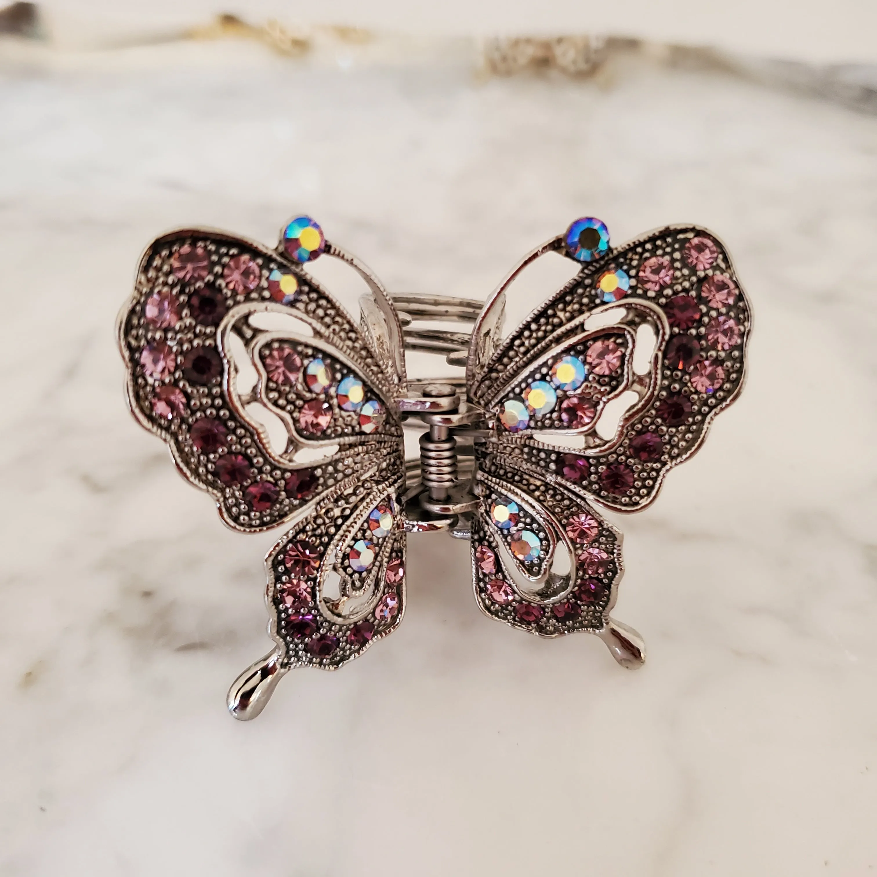 Butterfly Rhinestone Metal Hair Claw