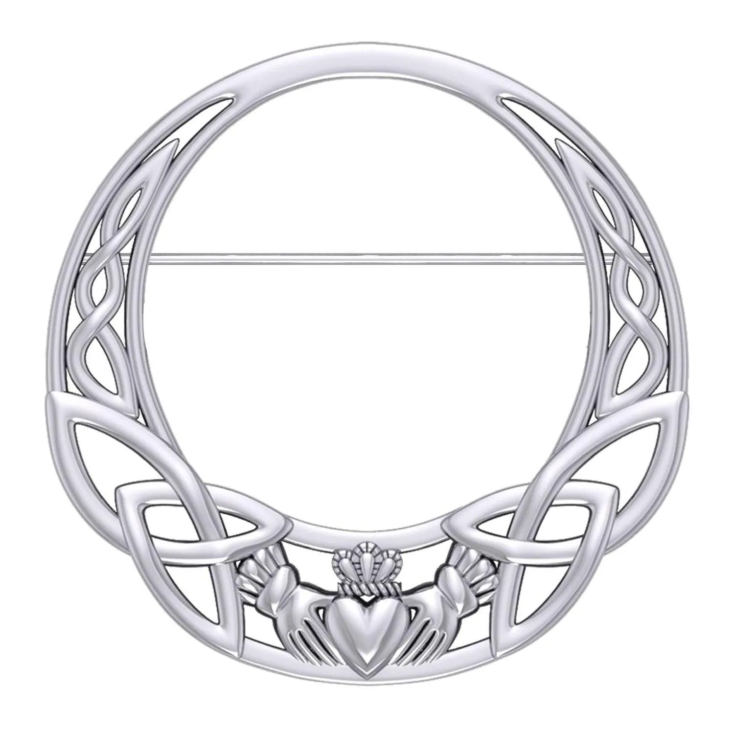 Celtic Claddagh Heritage: Sterling Silver Brooch by Peter Stone Jewelry - Traditional Irish Symbolism TBC168