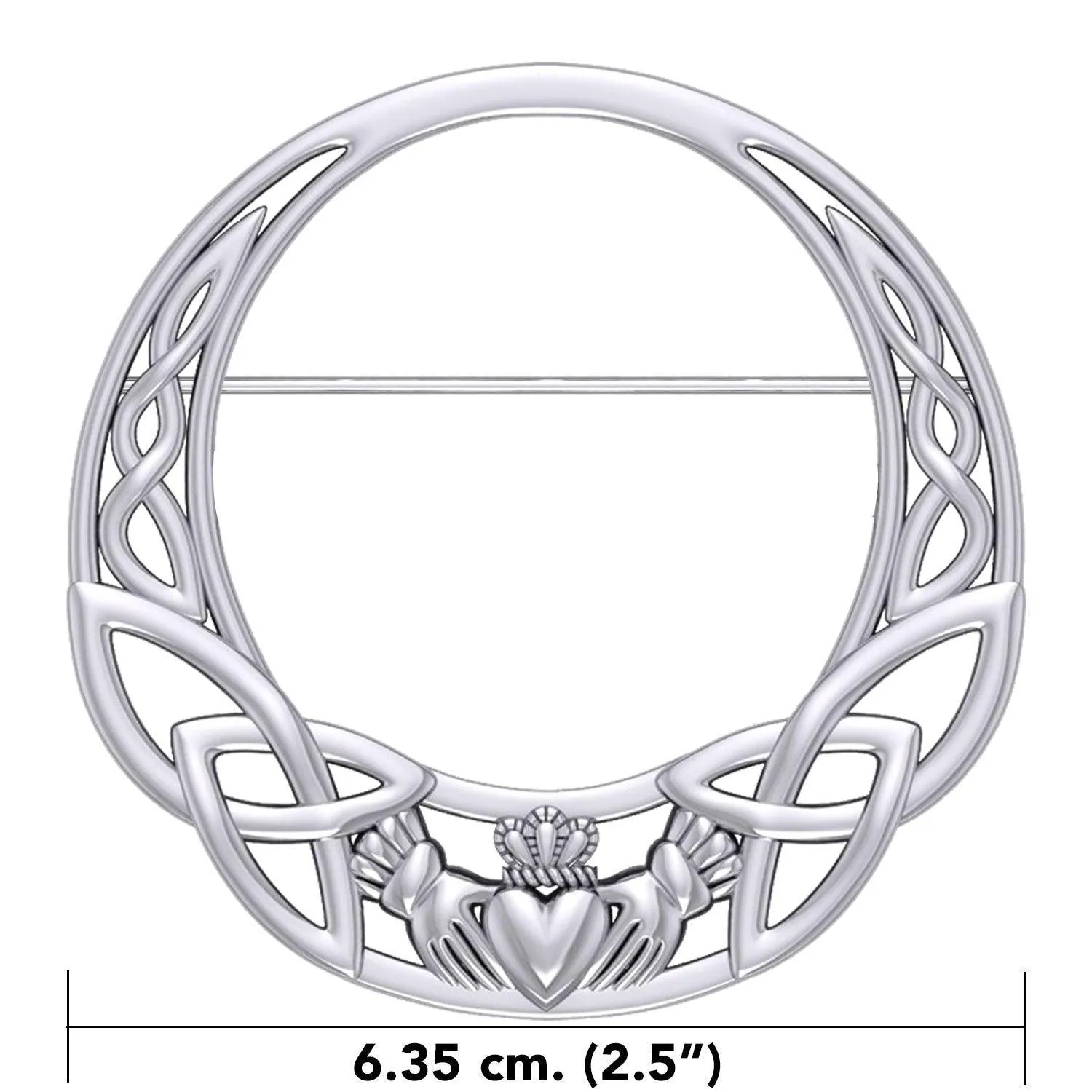 Celtic Claddagh Heritage: Sterling Silver Brooch by Peter Stone Jewelry - Traditional Irish Symbolism TBC168