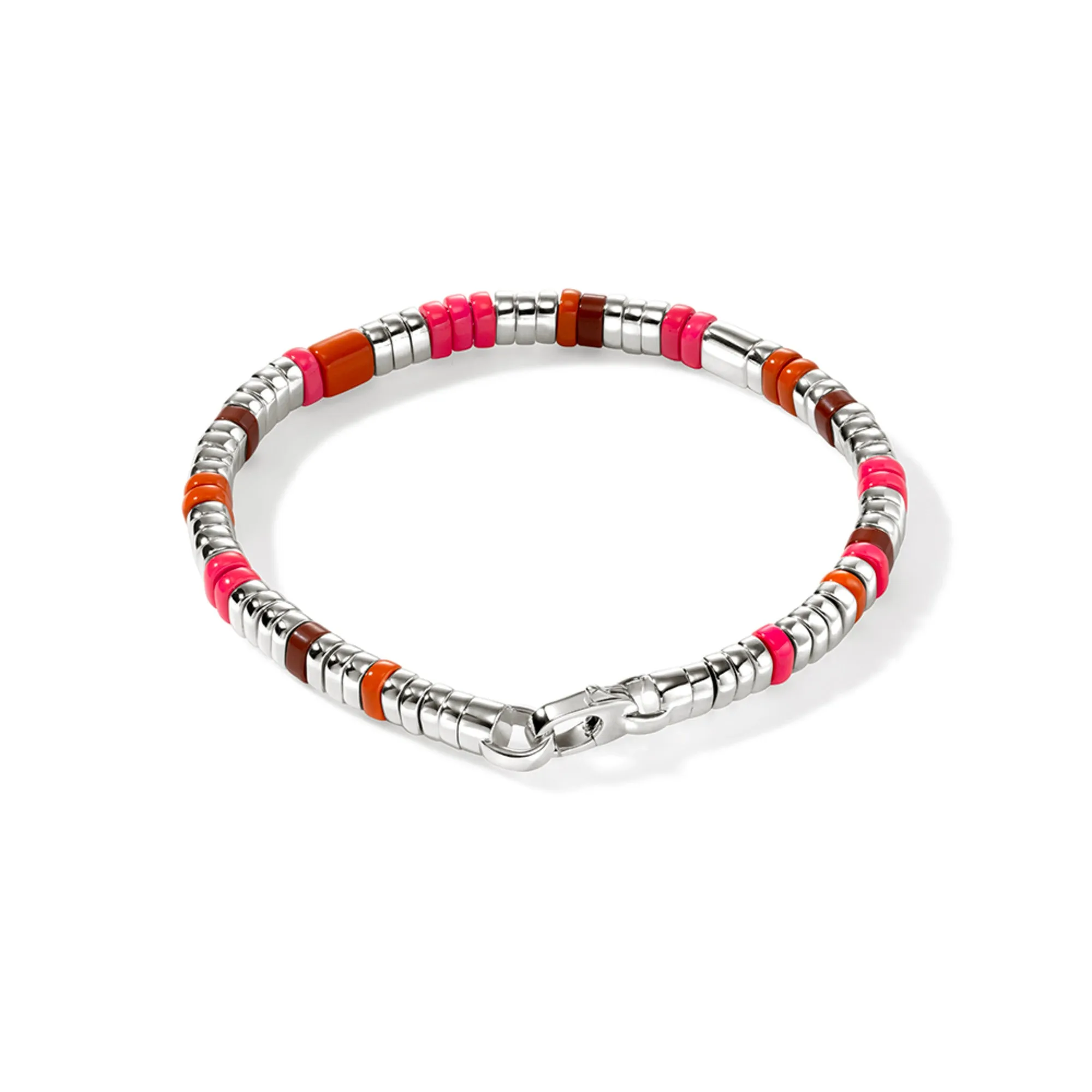 Colorblock Bracelet, Silver, Slim|BUS9012251PKORRJ
