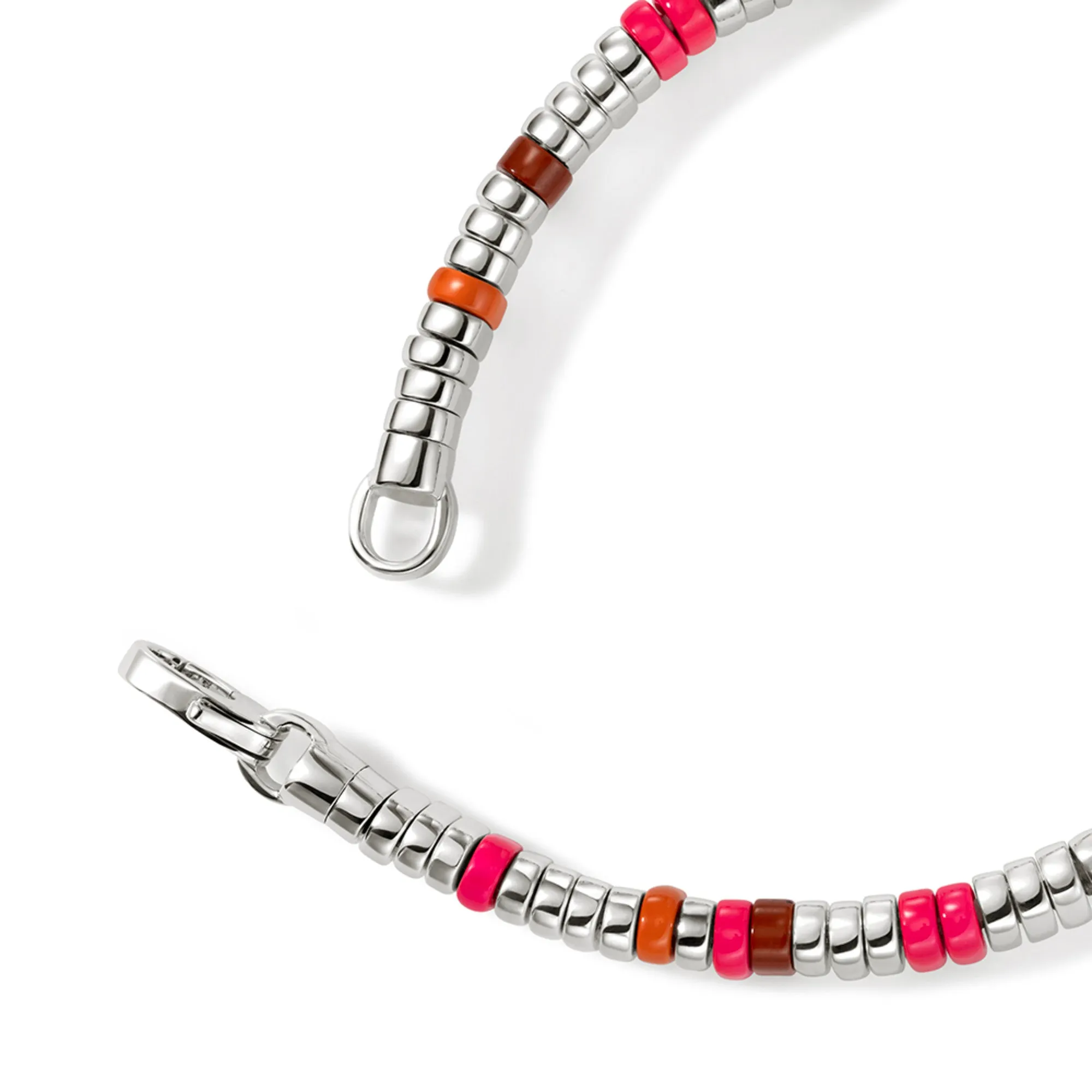 Colorblock Bracelet, Silver, Slim|BUS9012251PKORRJ