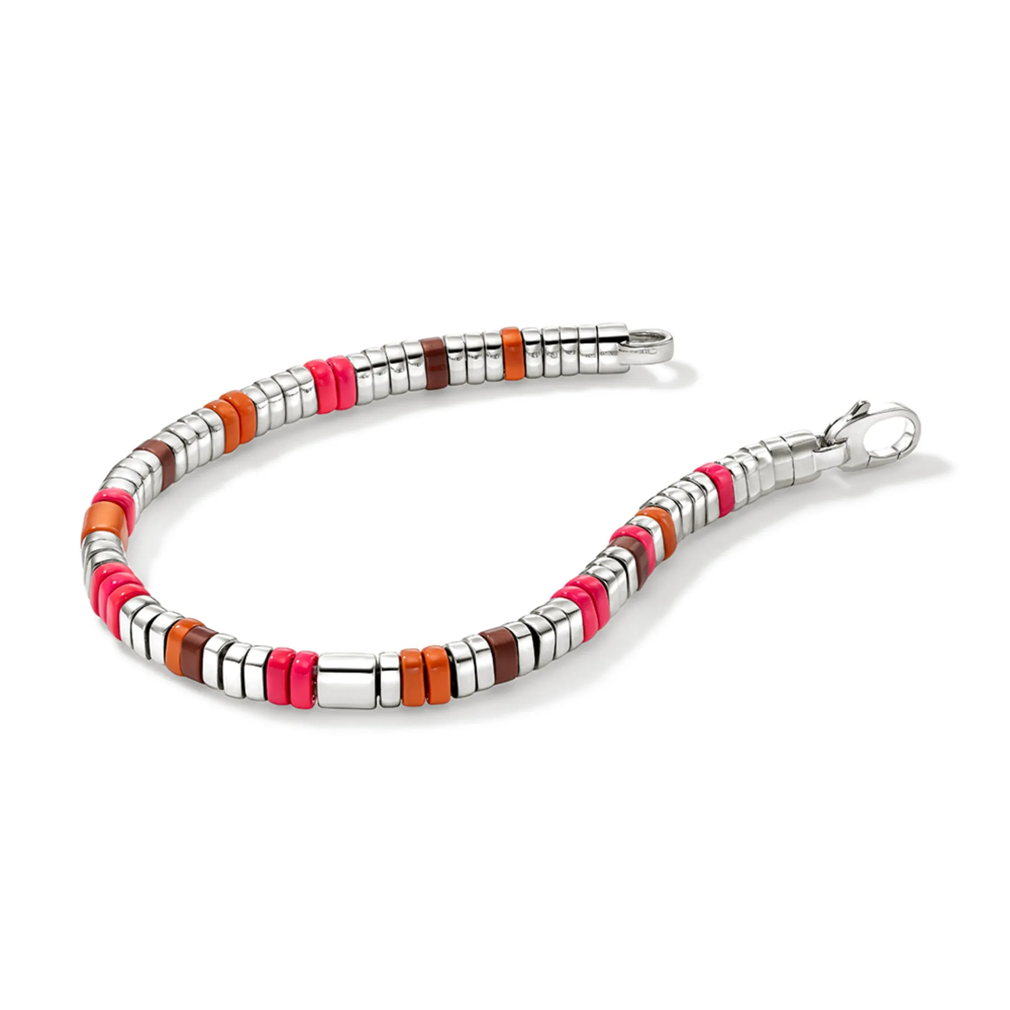 Colorblock Bracelet, Silver, Slim|BUS9012251PKORRJ