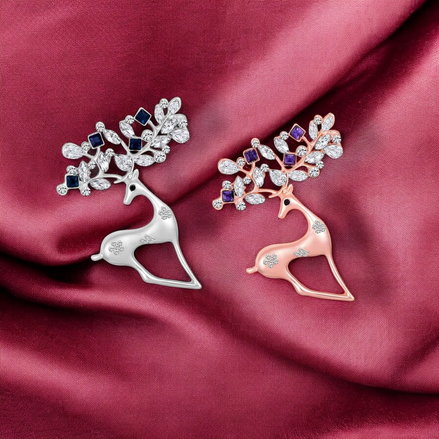 Combo of 2 Cute Deer-Shaped Saree Pin / Wedding Brooch Lapel Pin