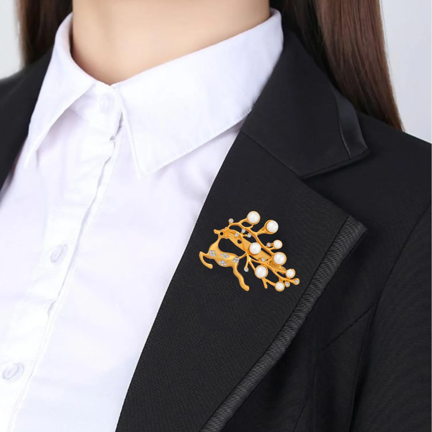 Combo of Pink and white Crystals Deer-Shaped Wedding Brooch