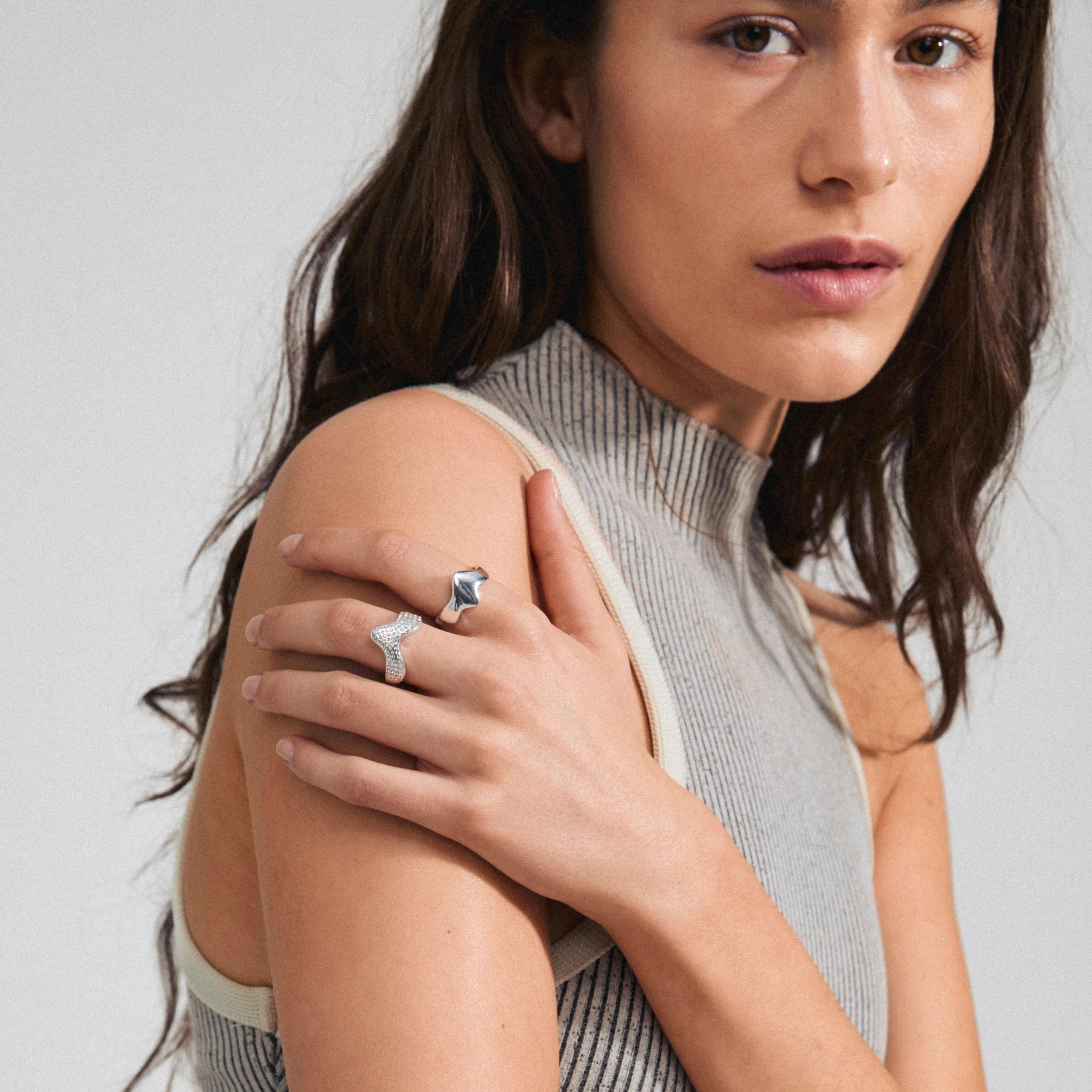 CONNECT 2-in-1 set crystal ring silver-plated