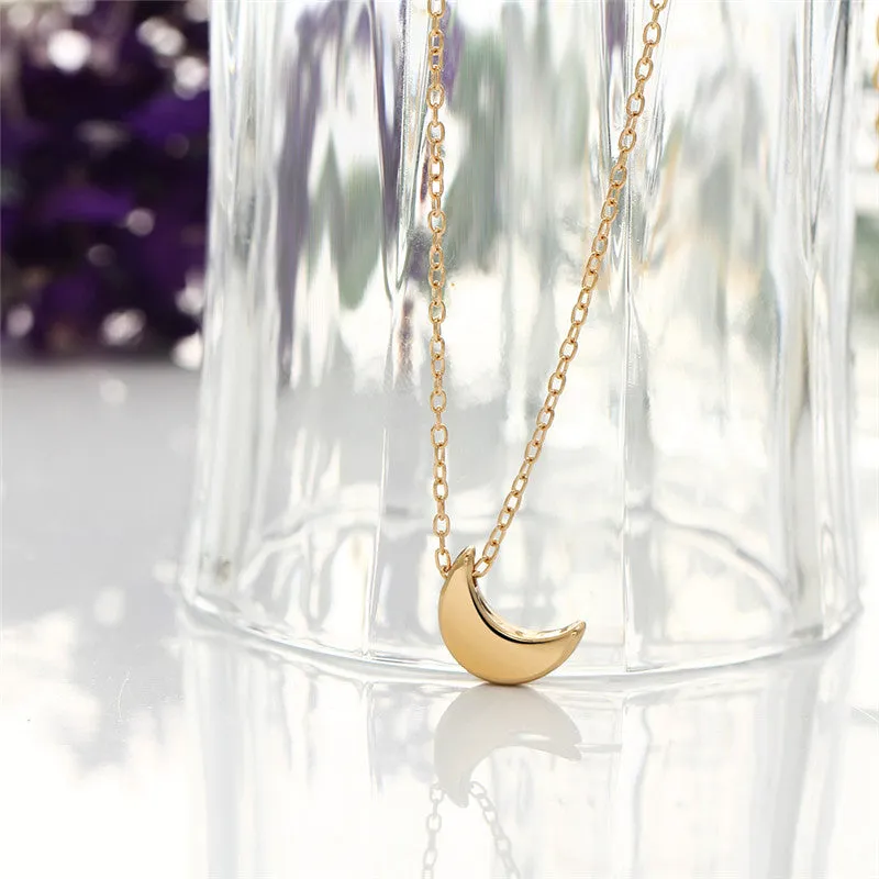 Cute Small Moon Pendant Necklace for Women Gold Color Chain Choker Necklace Bohemian Collar Jewelry Christmas Gift bijoux femme