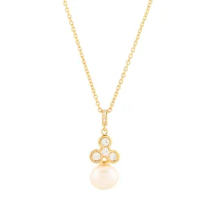 Elegant White Cz Pearl Silver Necklace - From Purl