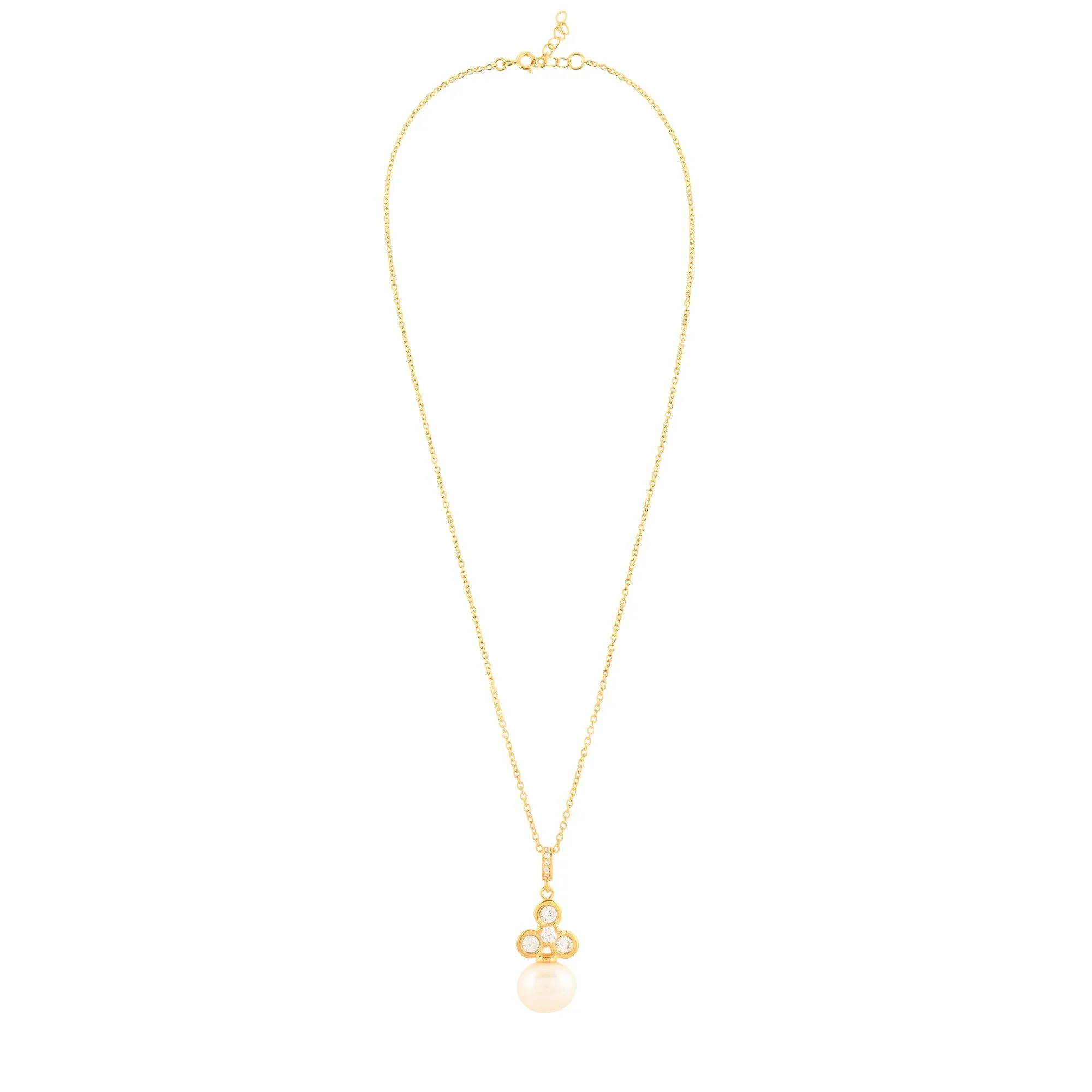 Elegant White Cz Pearl Silver Necklace - From Purl