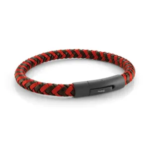 Eran Red/Black Leather Bracelet | Italgem Steel