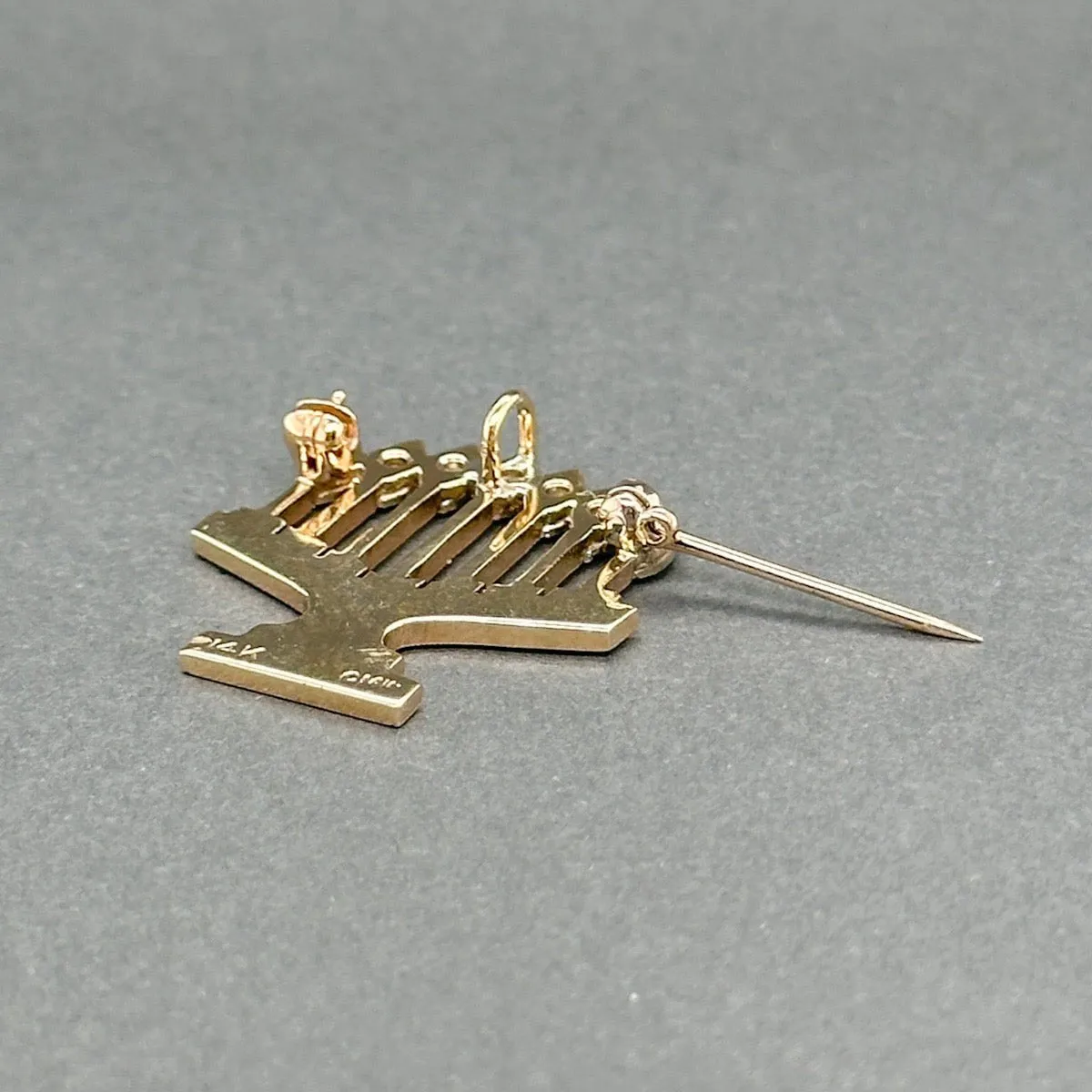 Estate 14K TT Gold 0.08ctw H-I/VS1-2 Diamond Menorah Pin/Pendant