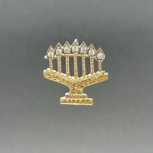 Estate 14K TT Gold 0.08ctw H-I/VS1-2 Diamond Menorah Pin/Pendant