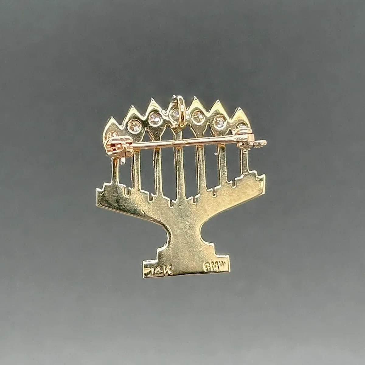 Estate 14K TT Gold 0.08ctw H-I/VS1-2 Diamond Menorah Pin/Pendant